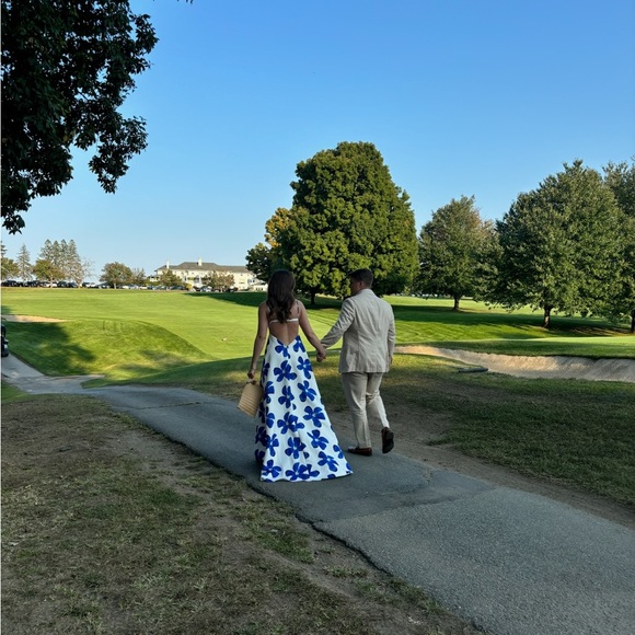 SAU LEE blue and white floral gown - Picture 3 of 6